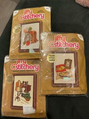 New Vintage Needlecraft Kit Jiffy Stitchery Lot,  Embroideyr, Treadle, Knit
